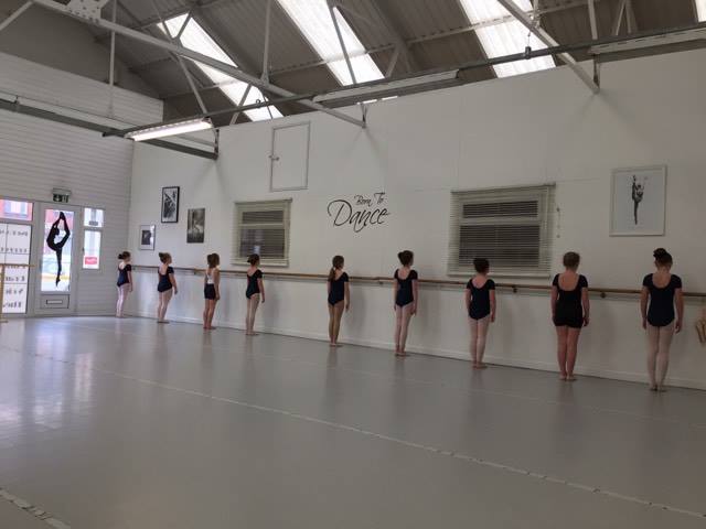 Ballet class at the barre in the Willenhall studio
